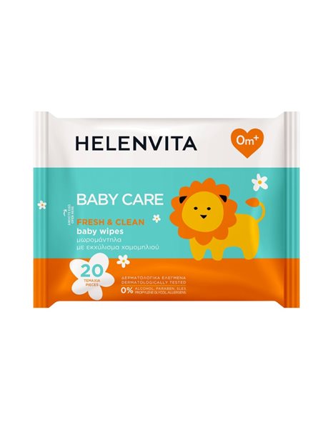 Helenvita Baby Wipes Μωρομάντηλα Με Χαμομήλι 20 Τεμάχια