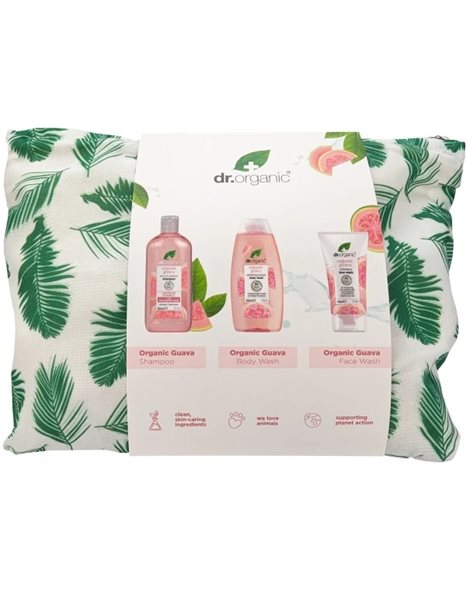 Dr Organic Promo Guava Shampoo 265ml & Body Wash 250ml & Face Wash 150ml & Δώρο Νεσεσέρ