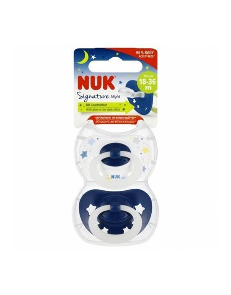 NUK ΨΕΥΔΟ/ΤΡΟ ΣΙΛΙΚΟΝΗΣ SIGNATURE NIGHT ΠΟΙΚΙΛΙΑ Μ3 2/ΤΕΜ ΜΕ ΘΗΚΗ