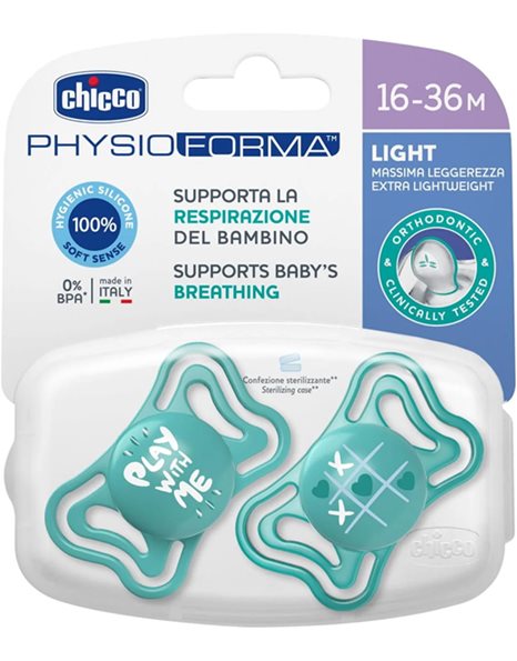 Chicco Πιπίλα Physio Forma Light Σιελ 16-36m 2τμχ