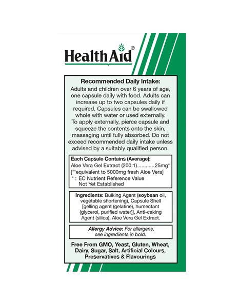 Health Aid Aloe Vera 5000mg 30caps