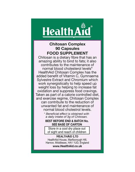 Health Aid Chitosan Complex Συμπλήρωμα για Αδυνάτισμα 90caps