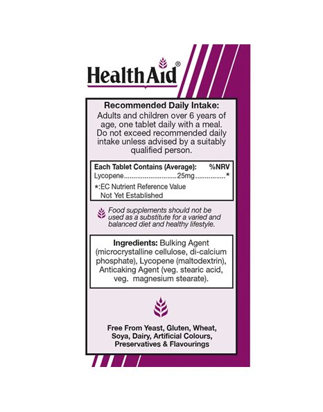 Health Aid Lycopene 25mg-Λυκοπένιο, Υγεία Προστάτη, Καρδιαγγειακού Συστήματος,30tabs