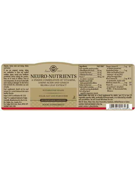 Solgar Neuro Nutrients, 60 Φυτικές Κάψουλες Unflavoured