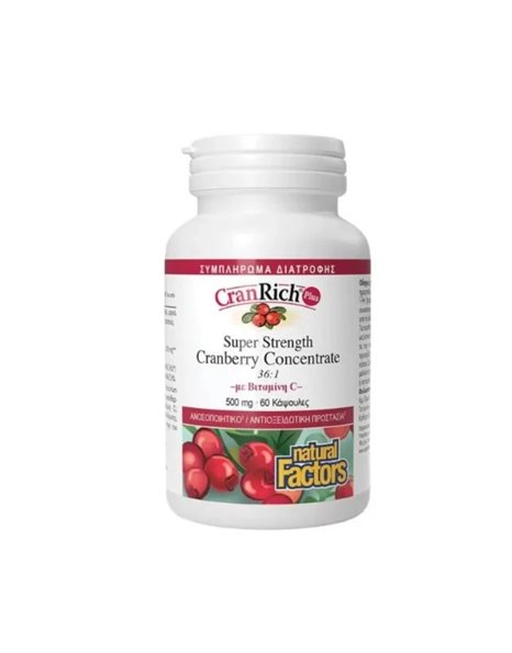 Natural Factors Cranrich 500mg Ειδικό Συμπλήρωμα Διατροφής 60 κάψουλες Cranberry