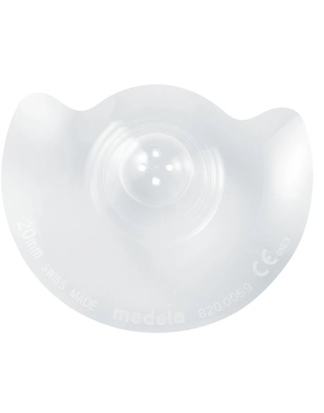 Medela Contact Nipple Shields – Ψευδοθηλές Σιλικόνης με θήκη, Μέγεθος Medium 20mm,2 τμχ