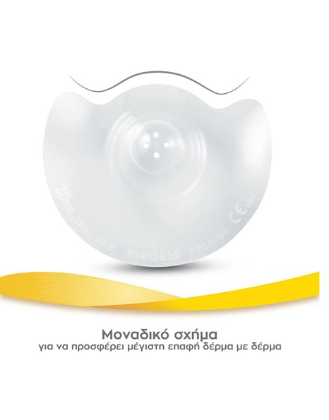 Medela Contact Nipple Shields – Ψευδοθηλές Σιλικόνης με θήκη, Μέγεθος Medium 20mm,2 τμχ