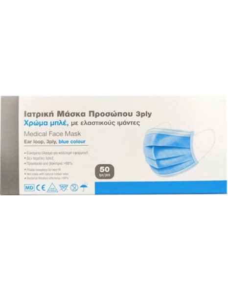 Alfa Care Μάσκα Προστασίας Μιας Χρήσης Χειρουργική Μπλε 50τμχ