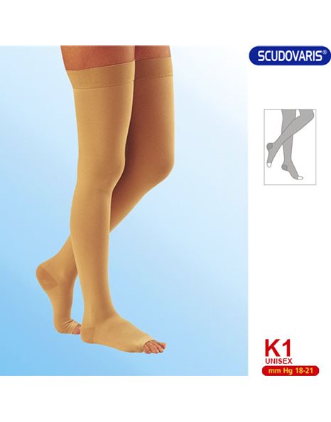  Scudovaris Κάλτσες 403 K1 Ριζομηρίου (4-Large) Μπεζ με Σιλικόνη (18-21mmHg)