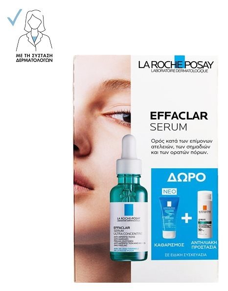 La Roche Posay Effaclar Serum 30ml & Purifying Foaming Gel 50ml & Anthelios Oil Correct SPF50+ 3ml