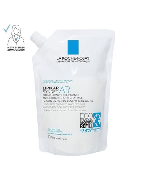 La Roche-Posay Lipikar Syndet AP+ Refill Κρεμώδες Αφρόλουτρο Για Το Ξηρό Δέρμα Με Τάση Ατοπίας 400ml