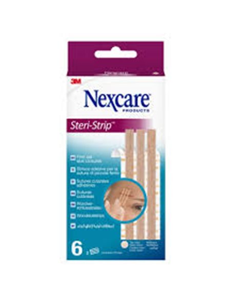 3M Nexcare Ster-Strip Αυτοκόλλητες Ταινίες για Συρραφή Μικρών Τραυμάτων σε Σκούρο Χρώμα 6 Τεμάχια