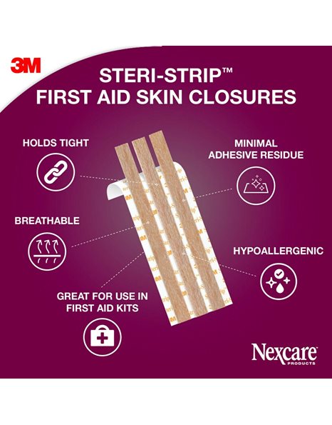 3M Nexcare Ster-Strip Αυτοκόλλητες Ταινίες για Συρραφή Μικρών Τραυμάτων σε Σκούρο Χρώμα 6 Τεμάχια