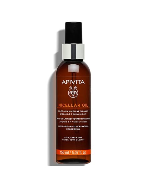 Apivita Micellar Oil to Milk Cleanser Face, Eyes & Lips 150 ml