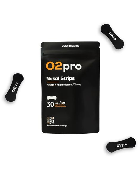  O2pro Nasal Strips Ρινικές Ταινίες,30 τμχ Μαύρο Χρώμα