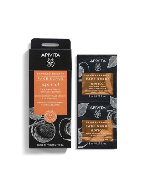 Apivita Express Beauty Apricot Scrub Προσώπου με Βερύκοκο για Ήπια Απολέπιση, 2x8ml