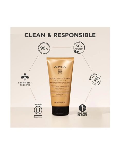 Apivita Royal Jelly Elixir Hair&Scalp Replumping Conditioning Mask Μαλακτική Μάσκα Αναδόμησης 150ml 