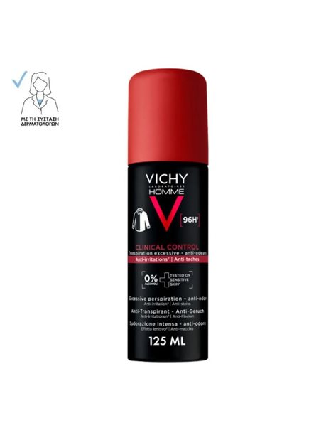 Vichy Homme Clinical Control Αποσμητικό Σπρέι για 96ώρες Προστασίας 125ml