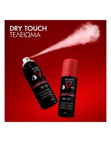 Vichy Homme Clinical Control Αποσμητικό Σπρέι για 96ώρες Προστασίας 125ml