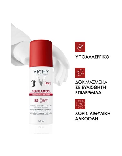 Vichy Clinical Control Αποσμητικό Σπρέι για 96ώρες Προστασίας 125ml
