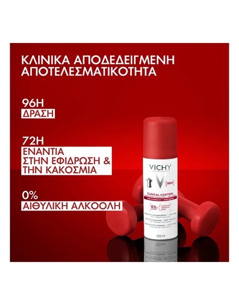Vichy Clinical Control Αποσμητικό Σπρέι για 96ώρες Προστασίας 125ml
