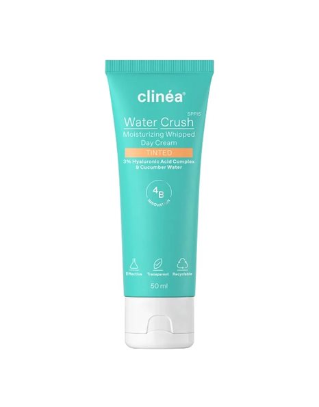 Clinea Water Crush Tinted SPF15 Ενυδατική Κρέμα Ημέρας με Χρώμα, 50ml