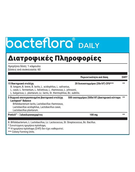 Olonea Bacteflora Daily Συμπλήρωμα διατροφής για το Γαστρεντερικό Σύστημα, 60caps