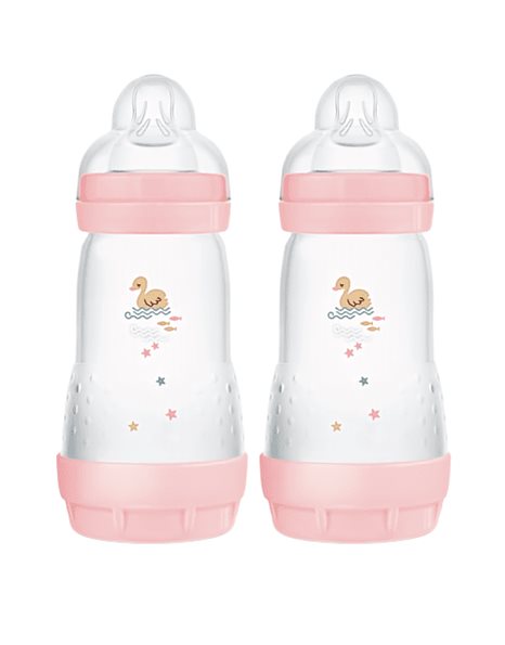 Mam Σετ 2 Μπιμπερό Easy Start Anti-Colic 2m+ 355SG Ροζ 260ml 2τεμ