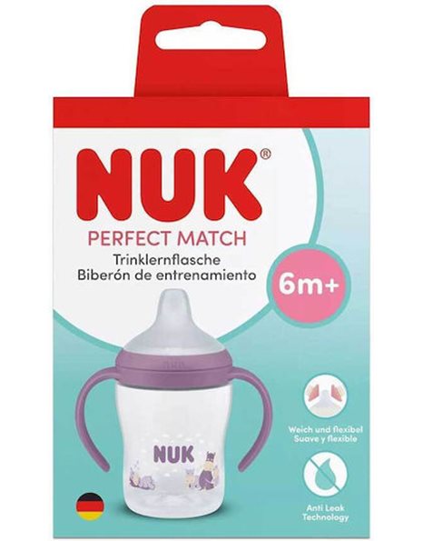 Nuk Perfect Match Εκπαιδευτικό Πλαστικό Ποτήρι Μωβ Ιπποπόταμος 6m+ 150ml
