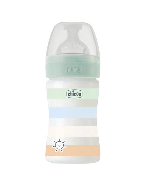 Chicco Μπιμπερό Πλαστικό Well Being 150ml με Θηλή Σιλικόνης Κανονικής Ροής 0+ γαλάζιο