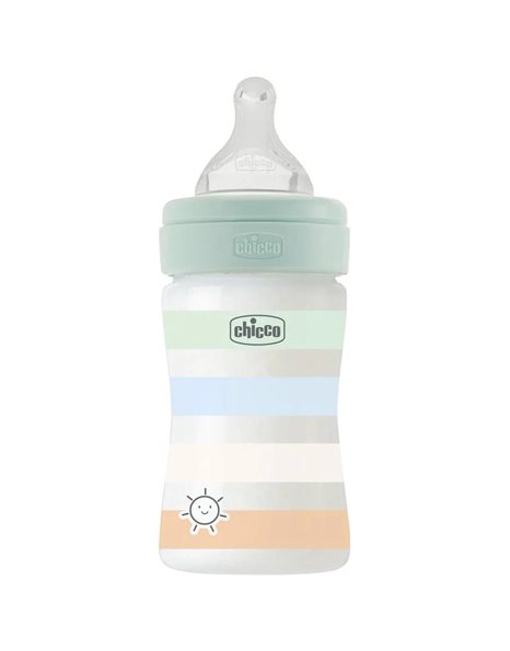 Chicco Μπιμπερό Πλαστικό Well Being 150ml με Θηλή Σιλικόνης Κανονικής Ροής 0+ γαλάζιο