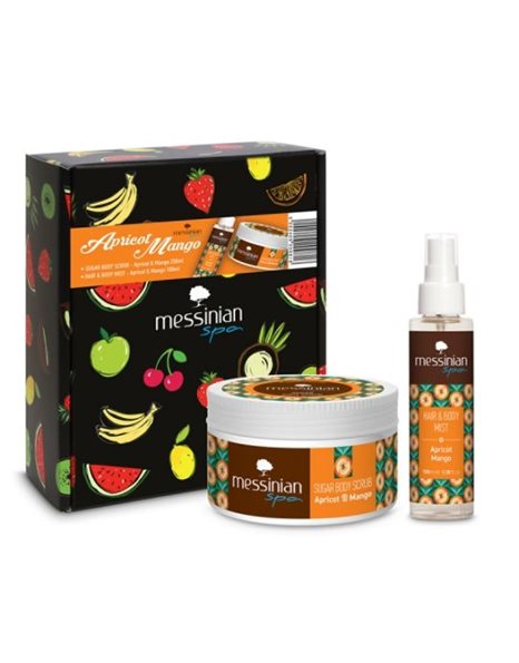 Messinian Spa Promo Apricot Mango Sugar Body Scrub Απολεπιστικό Σώματος 250ml&Hair & Body Mist 100ml
