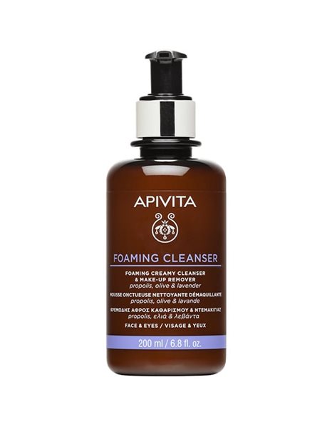 Apivita Foaming Cleanser /Κρεμώδες Καθαριστικό με Πρόπολη, Ελιά & Λεβάντα για Πρόσωπο & Μάτια,200ml 