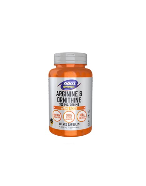 Now Sports Arginine-Ornithine 500/250mg Συμπλήρωμα για Παραγωγή Ενέργειας 100 Κάψουλες