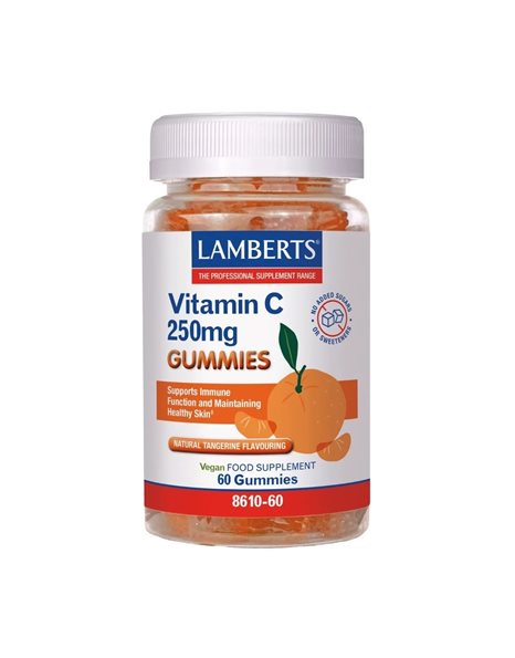 Lamberts Vitamin C 250mg-Συμπλήρωμα Διατροφής με Βιταμίνη C με Γεύση Μανταρίνι, 60 Ζελεδάκια