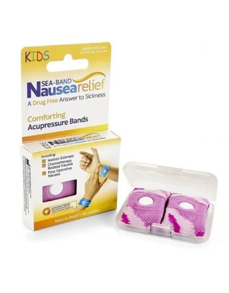 Sea-Band Nausea Relief Ανακουφιστικά Περικάρπια Πιεσοθεραπείας Για Παιδιά 3-12 ετών Ροζ Απόχρωση 2τμ