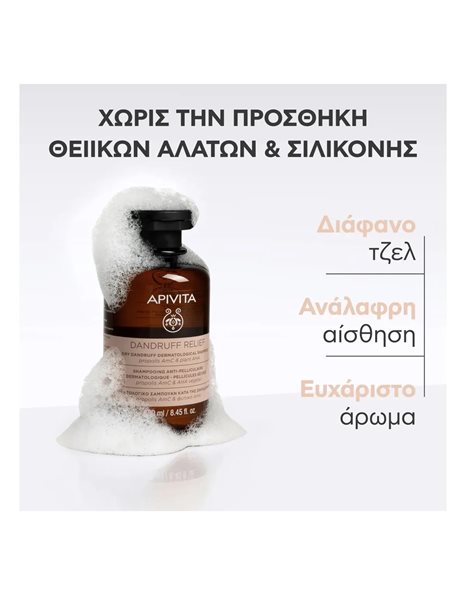 Apivita Dandruff Relief Dry Dandruff Shampoo Δερματολογικό Σαμπουάν κατά της Ξηροδερμίας 250 ml