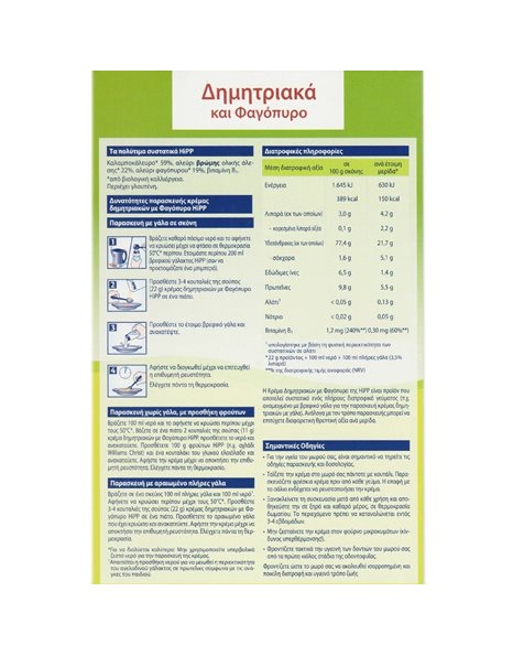 HIPP ΚΡΕΜΑ ΔΗΜΗΤΡΙΑΚΑ ΚΑΙ ΦΑΓΟΠΥΡΟ ME ΓΛΟΥΤΕΝΗ ΑΠΟ ΤΟΝ 5Ο ΜΗΝΑ. 200GR