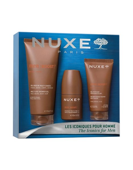 Nuxe Xmas Set Men, Men Shower Gel 200ml, Men 24H Deodorant 50ml & Men Moisturizing Gel 50ml