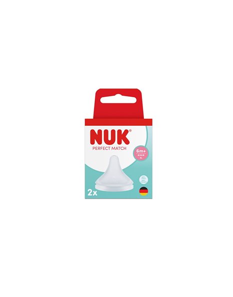 Nuk Perfect Match Θηλή Σιλικόνης με Έλεγχο Ροής 6m+, 2τεμ